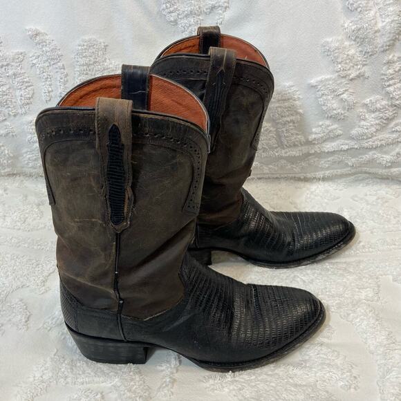 DAN POST Men's Snakeskin Leather Cowboy Boots Sz 9.5 Country Distressed Workwear - Picture 3 of 8